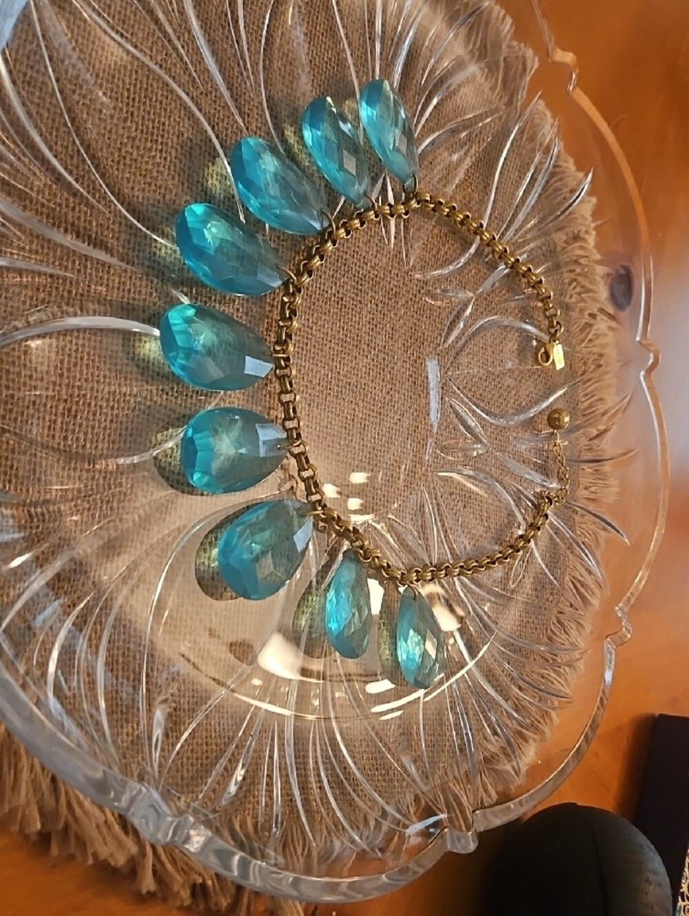 kate spade Gold-Tone Necklace with Teal Teardrop Crystals - Picture 6 of 7